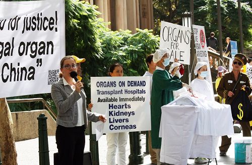 图6：国际组织“医生反对强摘器官”（DAFOH）澳洲分部代表索尼娅（Sonya Bryskine）女士